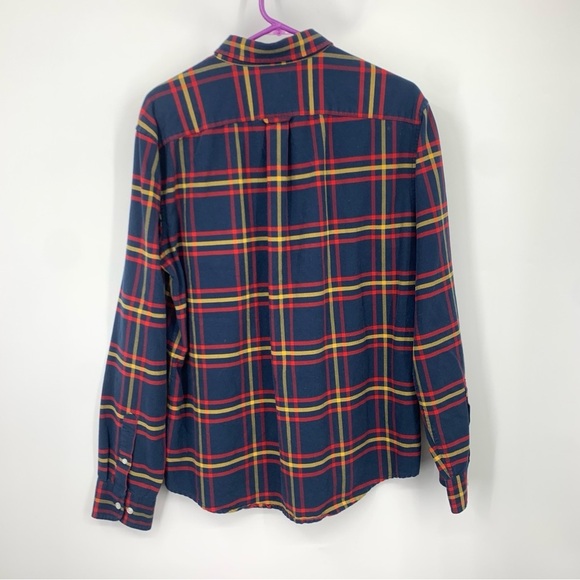 LL Bean Signature Men Size Large Shirt Button Down Top Blue Red Plaid Slim Fit - Picture 4 of 8